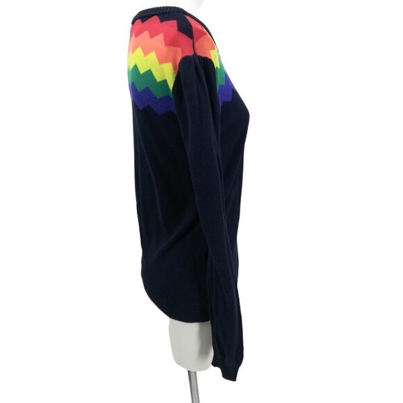 ModCloth Rainbow Chevron Cardigan Sweater Size M Pride You Heard That Bright - Picture 8 of 8